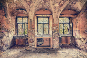 decayed row of windows in an old castle decayed row of windows in an old castle